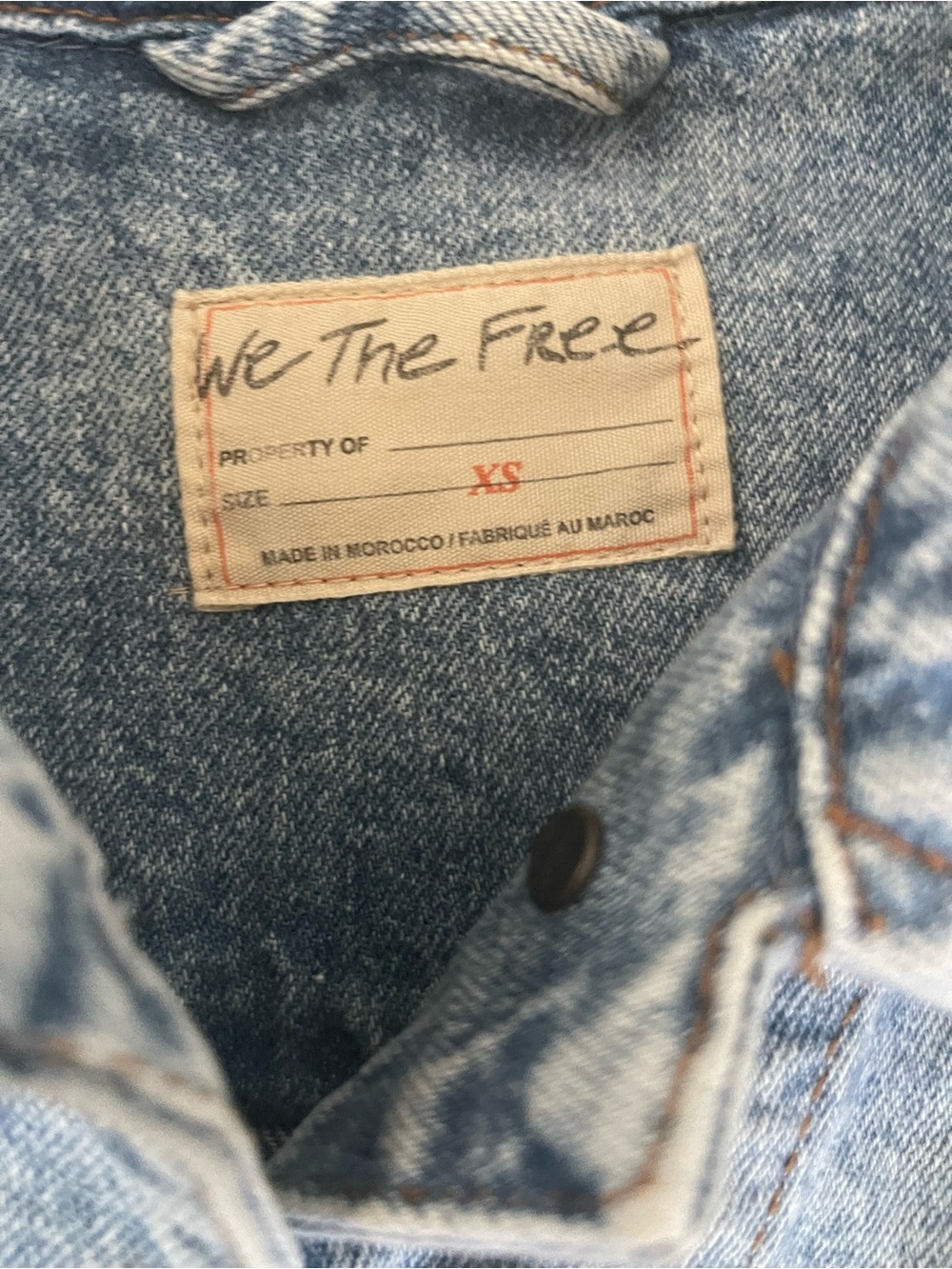 Free People We The Free Acid Wash Denim Jacket XS Oversized Cropped Jean Jacket - Picture 4 of 6
